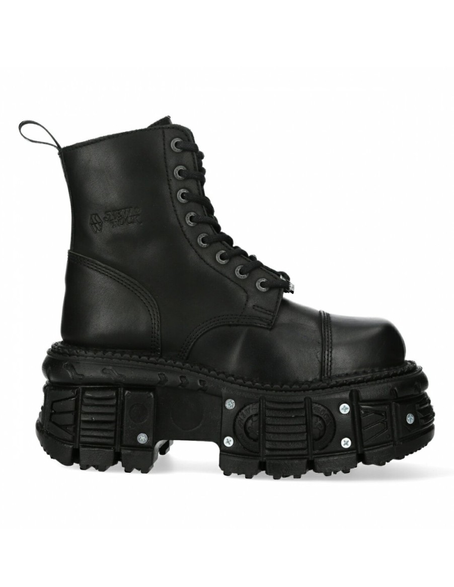 Ankle Boot Black Imperfect With Laces M-Tank083-C1 | New Rock Clearance