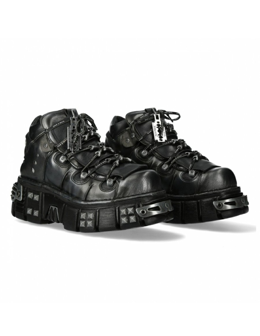 Ankle Boot Black Tower With Laces M-106Phsc-V2 | New Rock New