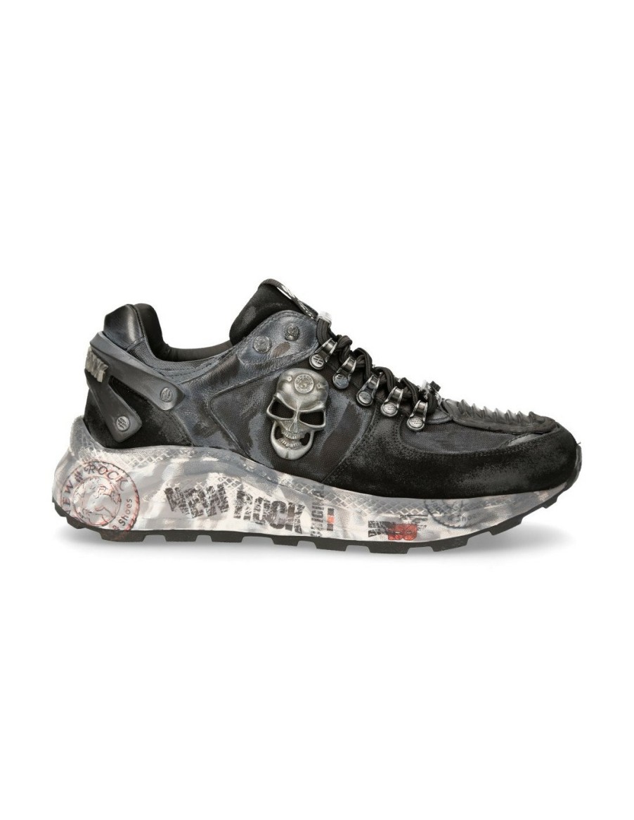 Shoe Black Chrono With Laces M-Chrono005-S1 | New Rock New