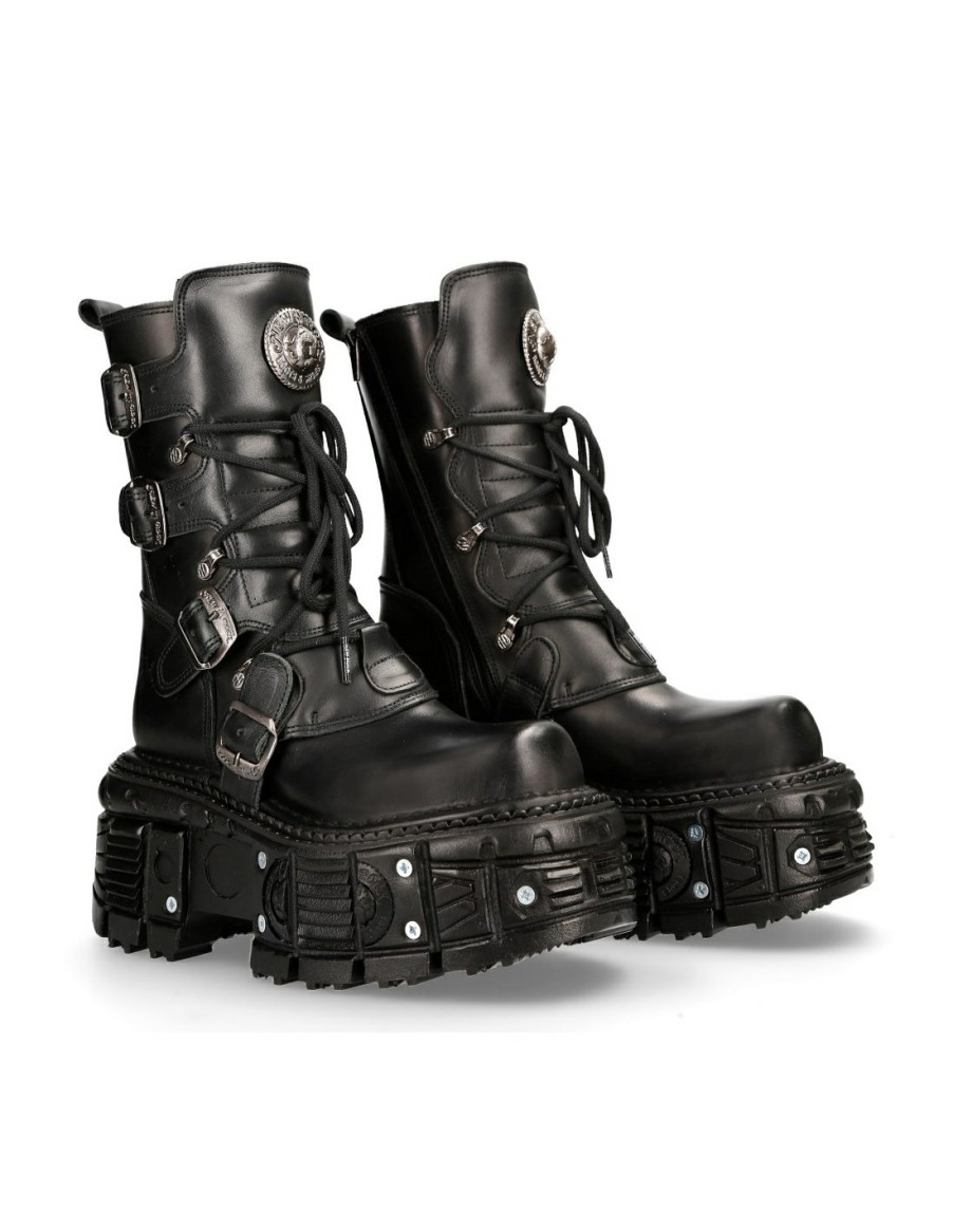 Boot Black Imperfect M-Tank373-S1 | New Rock New