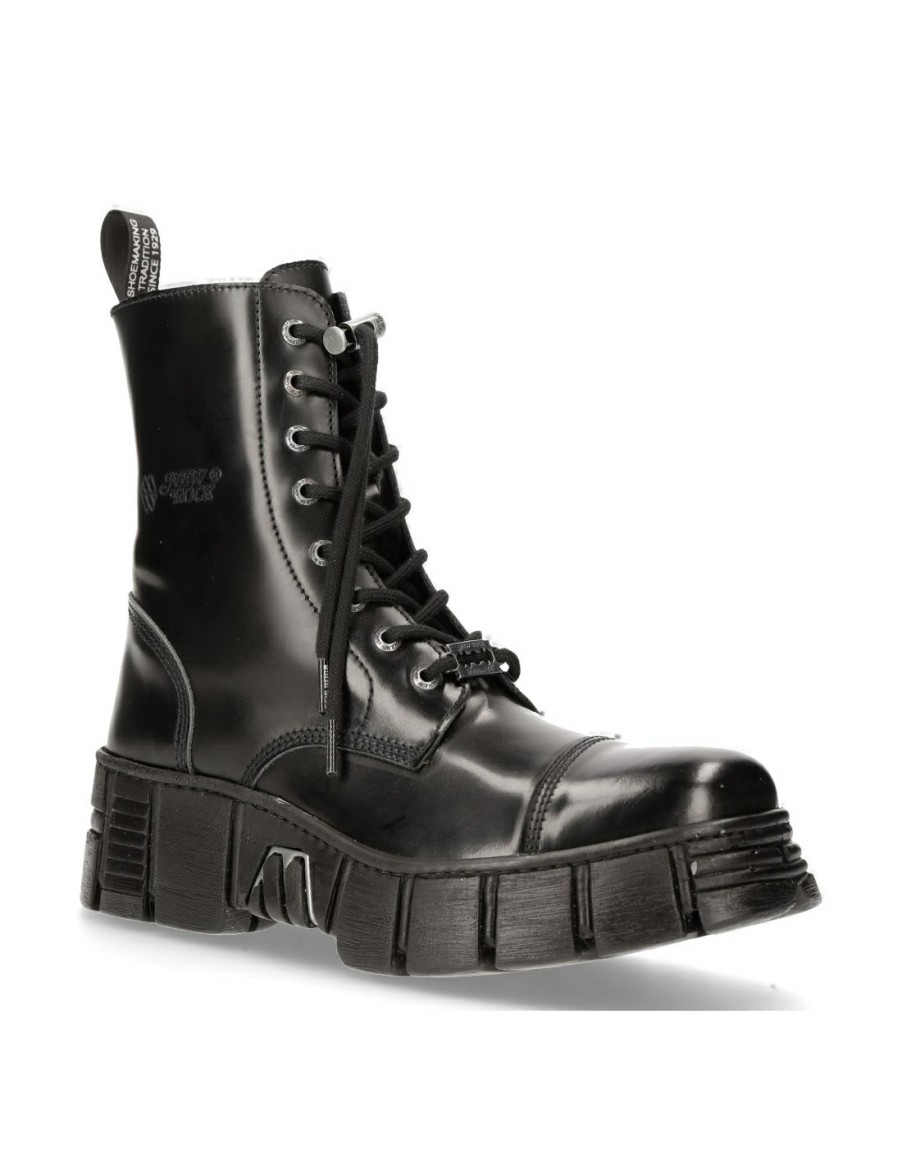 Boot Black Tower With Laces M-Wall126N-C1 | New Rock Best