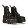 Ankle Boot Black Tank With Laces M-Wall026N-V1 | New Rock Online